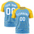 Custom Powder Blue Gold Personalized Star Pattern Raglan Sleeves Performance T-Shirt