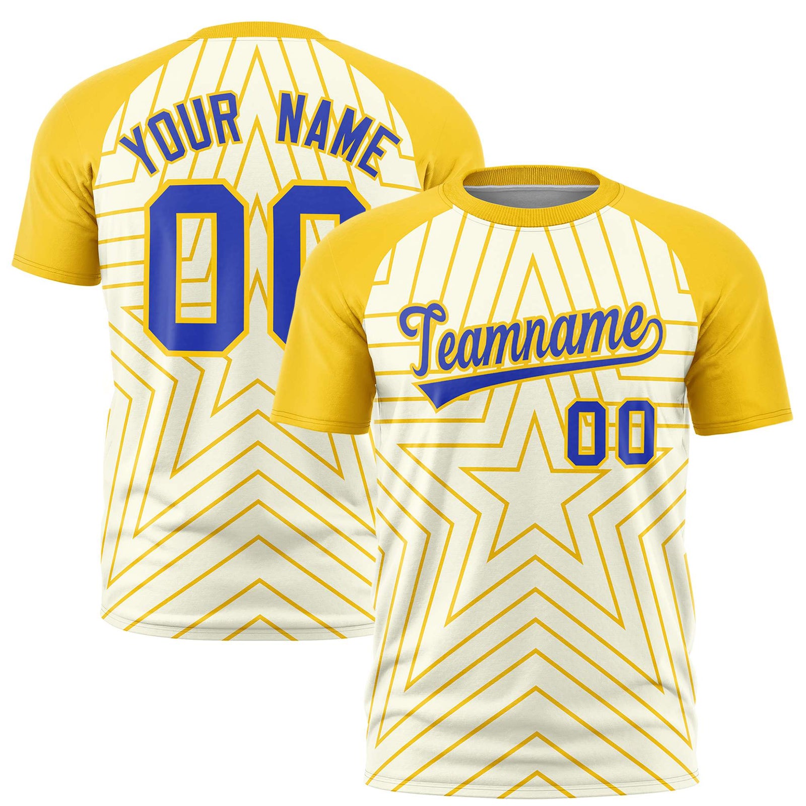 Custom Khaki Gold Personalized Star Pattern Raglan Sleeves Performance T-Shirt