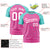 Custom Pink Bright Green Personalized Star Pattern Raglan Sleeves Performance T-Shirt