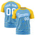 Custom Powder Blue Gold Personalized Star Pattern Raglan Sleeves Performance T-Shirt