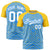 Custom Powder Blue Gold Personalized Star Pattern Raglan Sleeves Performance T-Shirt