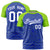 Custom Royal Blue Neon Green Personalized Star Pattern Raglan Sleeves Performance T-Shirt