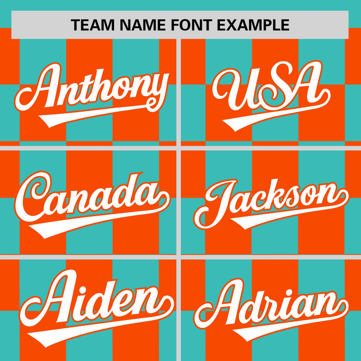 Custom Teal Orange Crew neck Plaid Pattern Personalized Performance T-Shirt