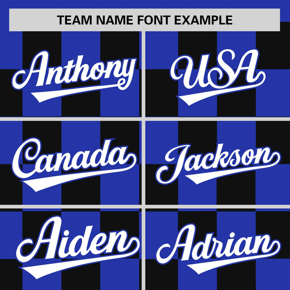 Custom Royal Blue Black Crew neck Plaid Pattern Personalized Performance T-Shirt