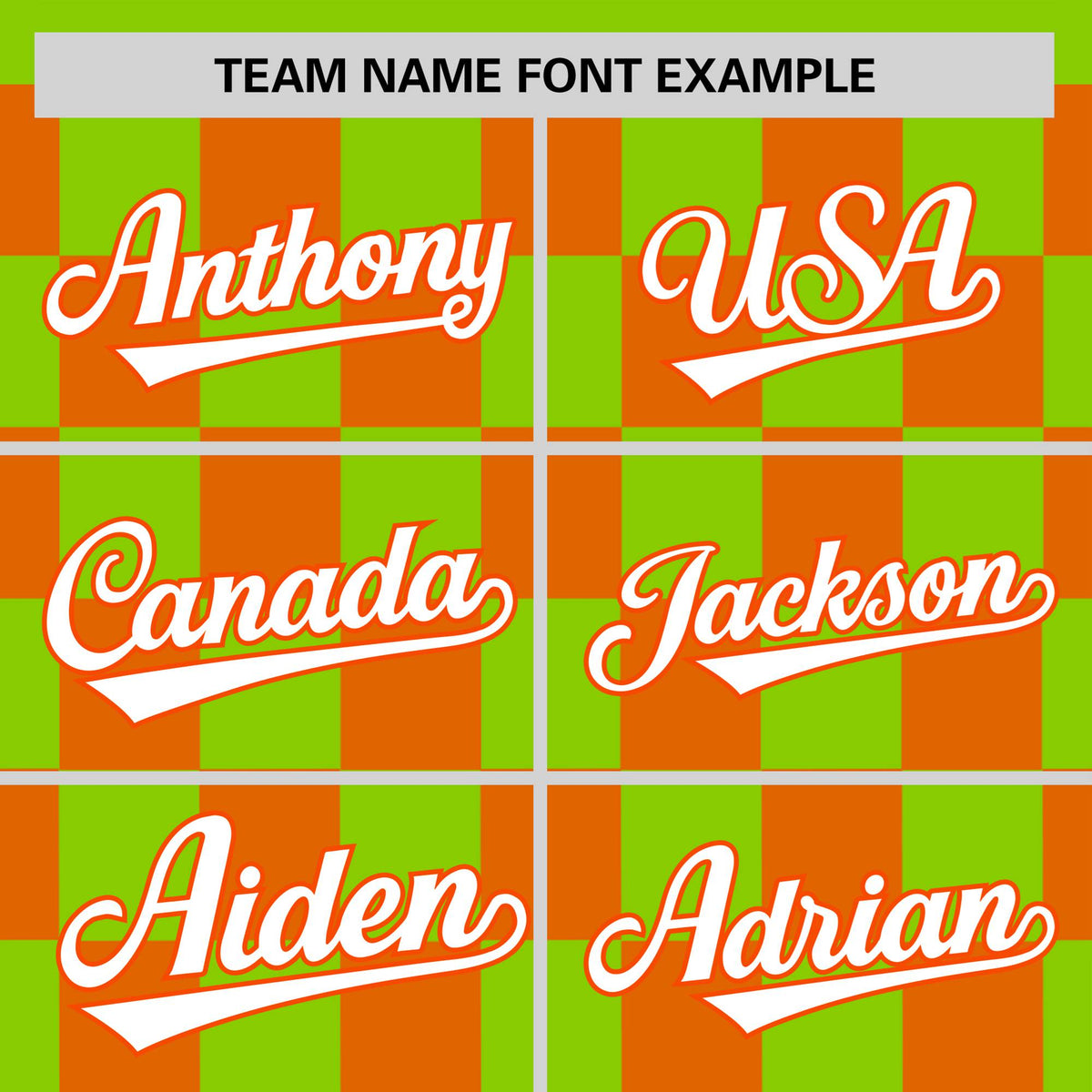 Custom Neon Green Orange Crew neck Plaid Pattern Personalized Performance T-Shirt