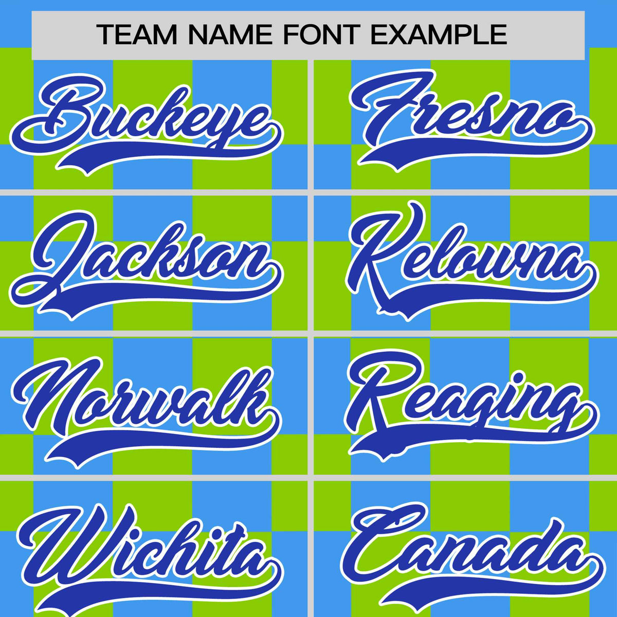 Custom Powder Blue Neon Green Crew neck Plaid Pattern Personalized Performance T-Shirt