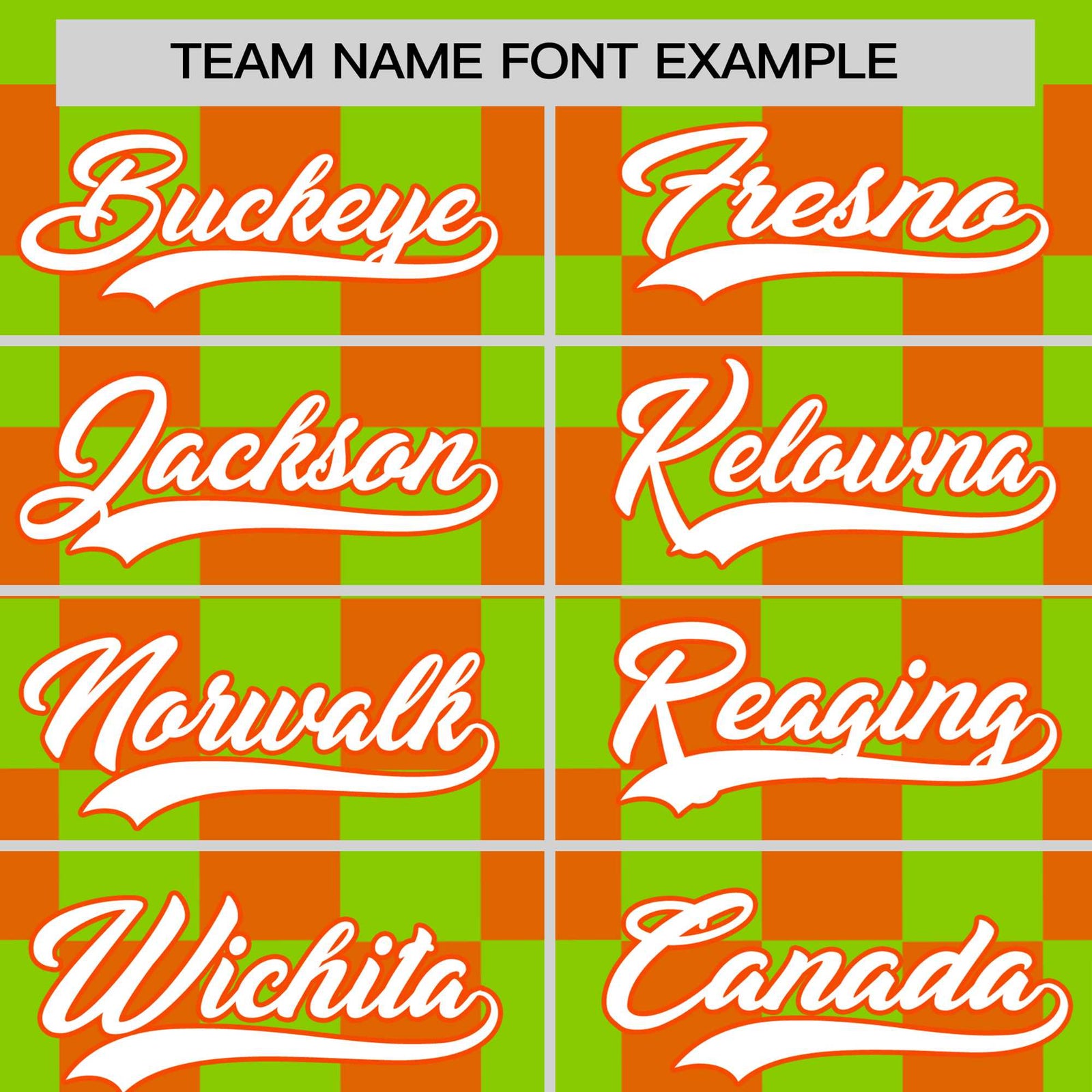 Custom Neon Green Orange Crew neck Plaid Pattern Personalized Performance T-Shirt