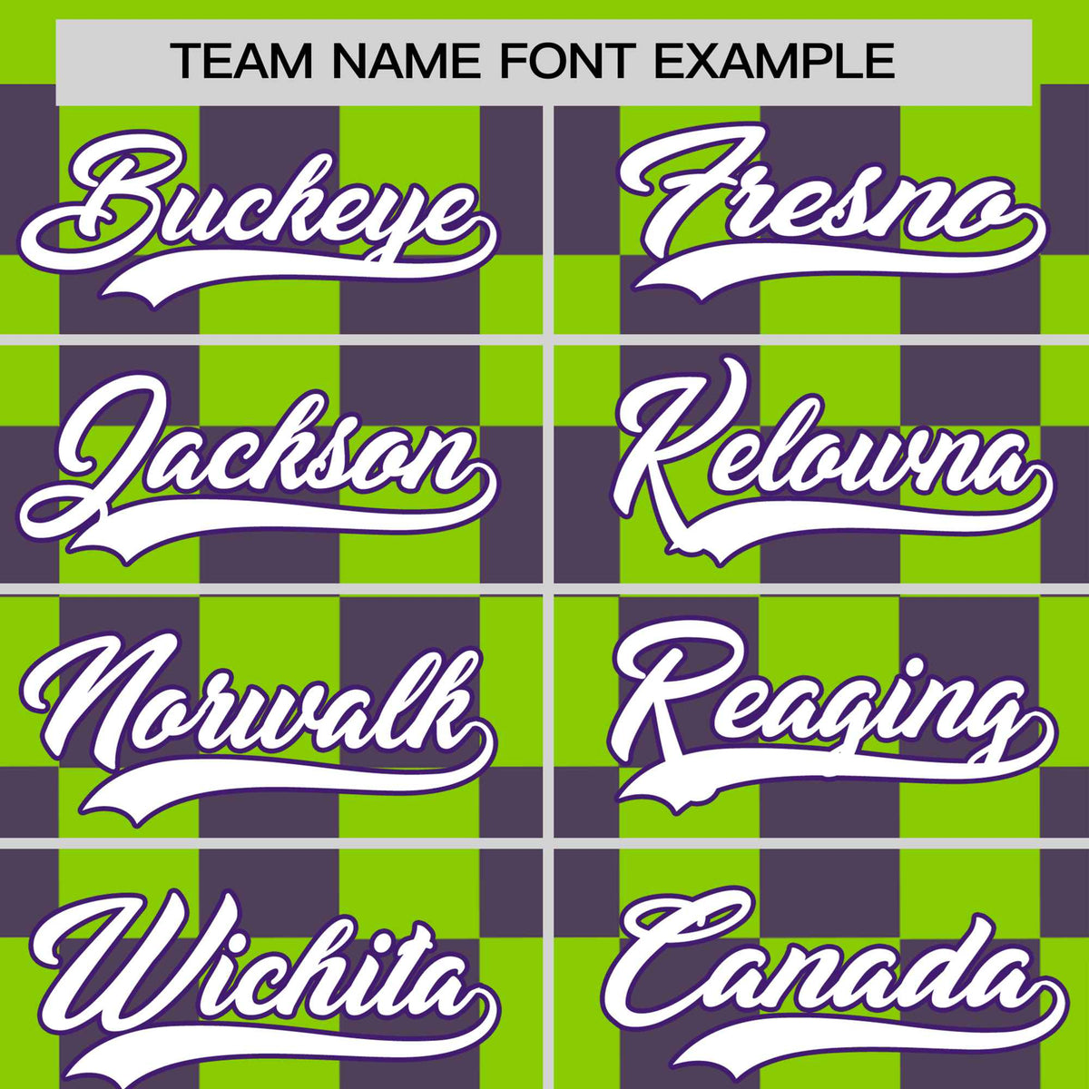 Custom Neon Green Purple Crew neck Plaid Pattern Personalized Performance T-Shirt