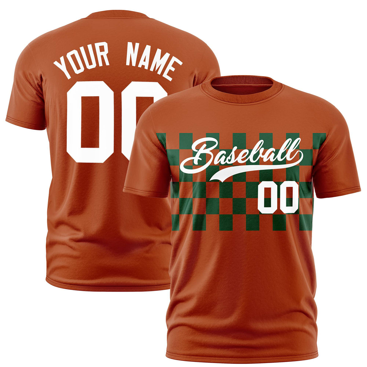 Custom Munsell Green Crew neck Plaid Pattern Personalized Performance T-Shirt