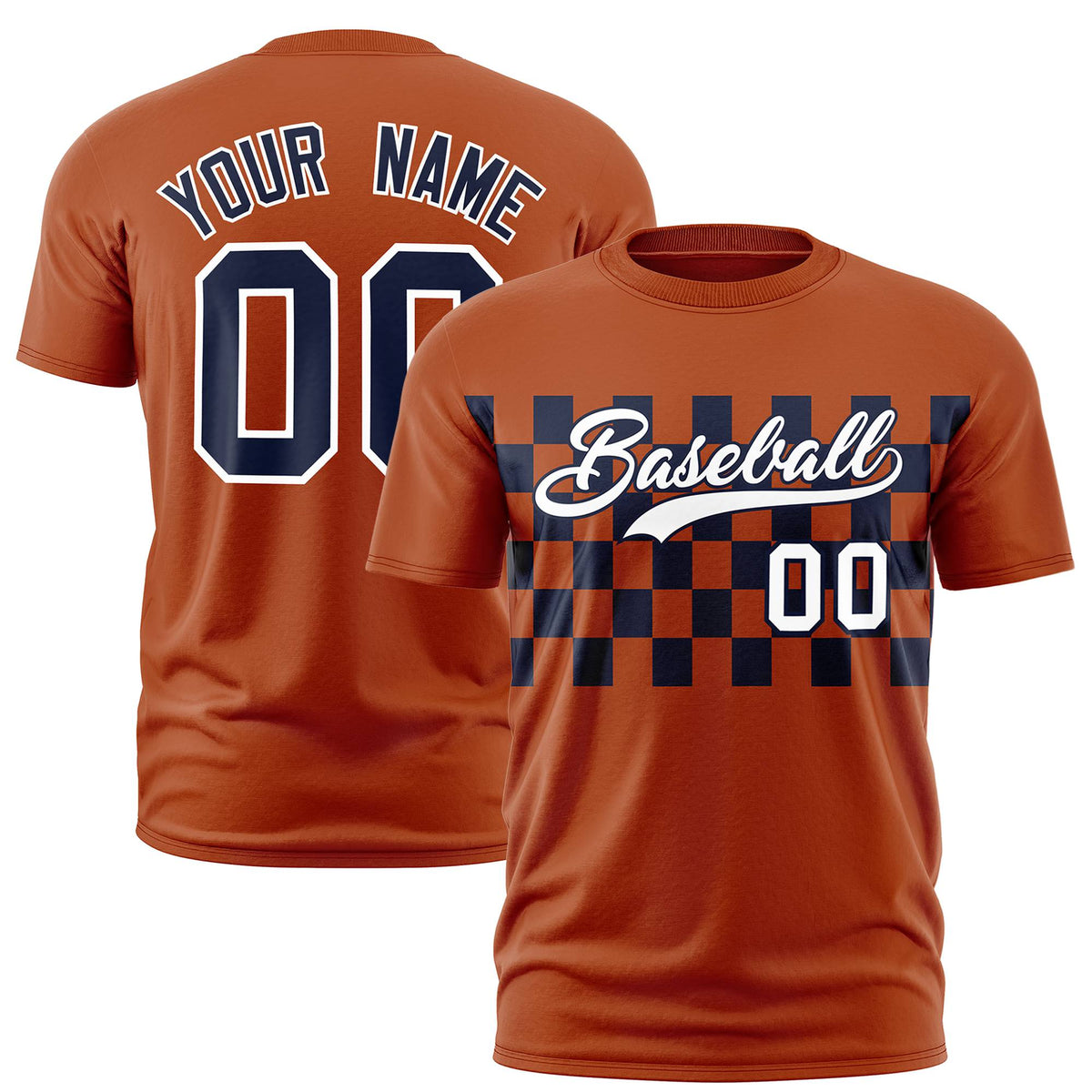 Custom Munsell Navy Crew neck Plaid Pattern Personalized Performance T-Shirt