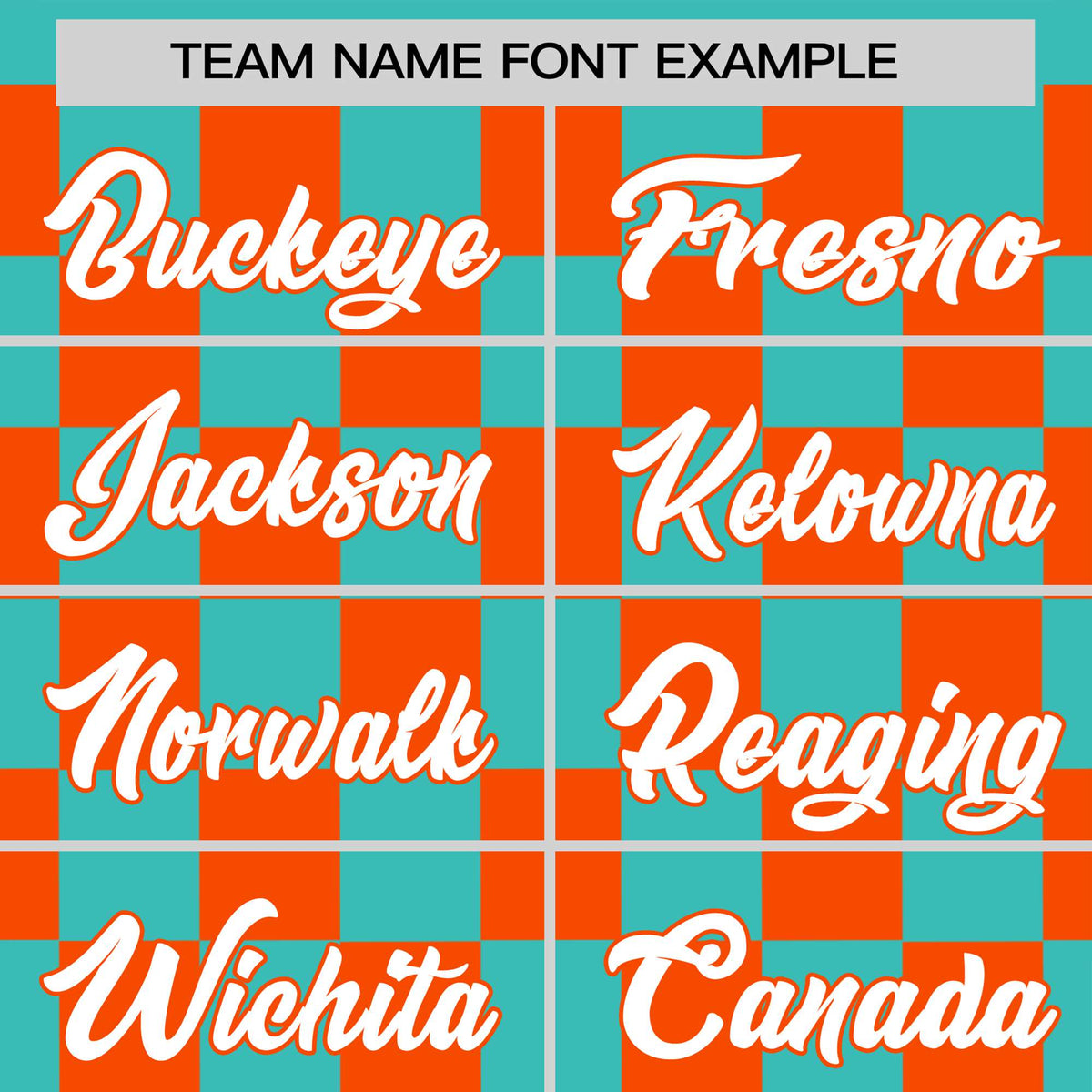 Custom Teal Orange Crew neck Plaid Pattern Personalized Performance T-Shirt