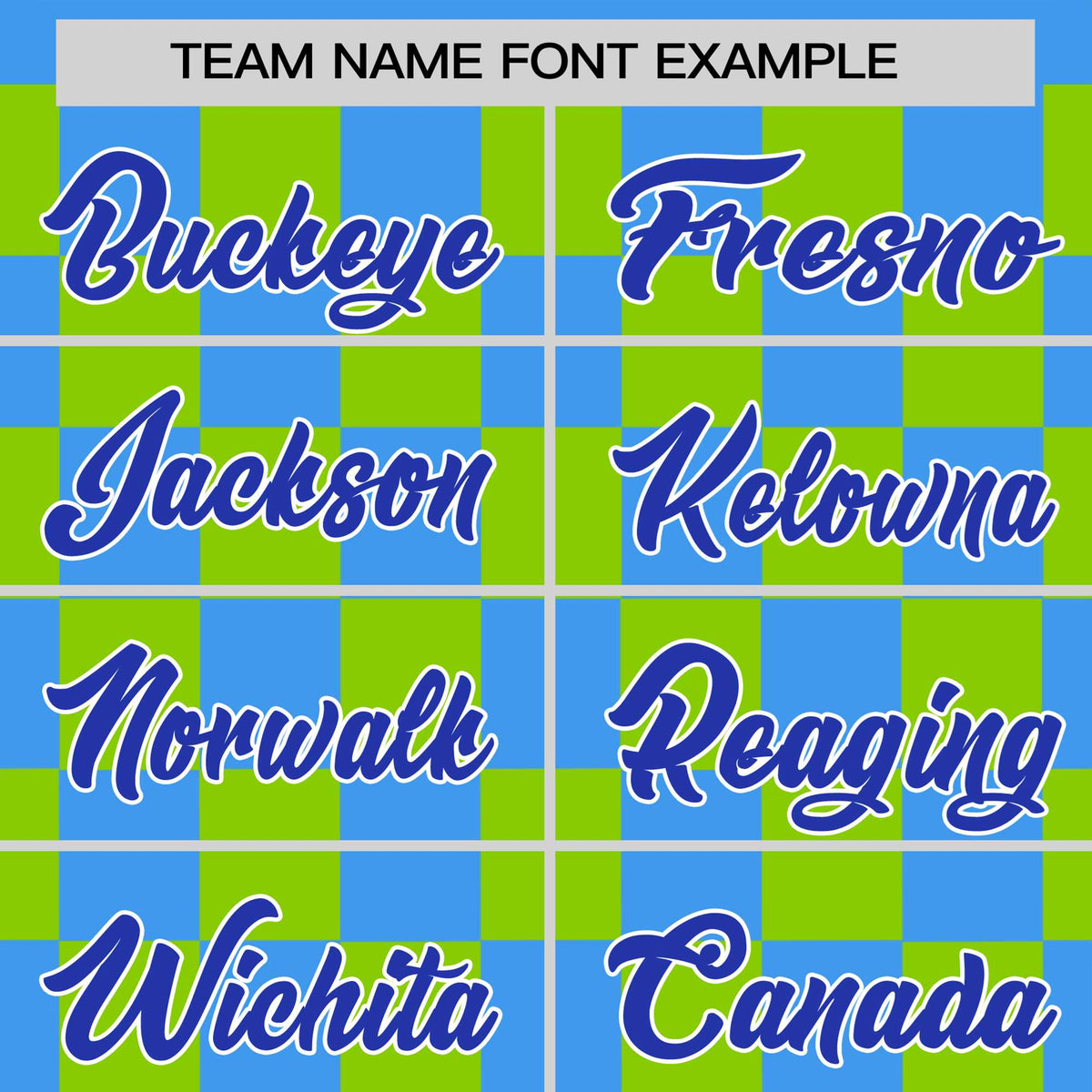 Custom Powder Blue Neon Green Crew neck Plaid Pattern Personalized Performance T-Shirt