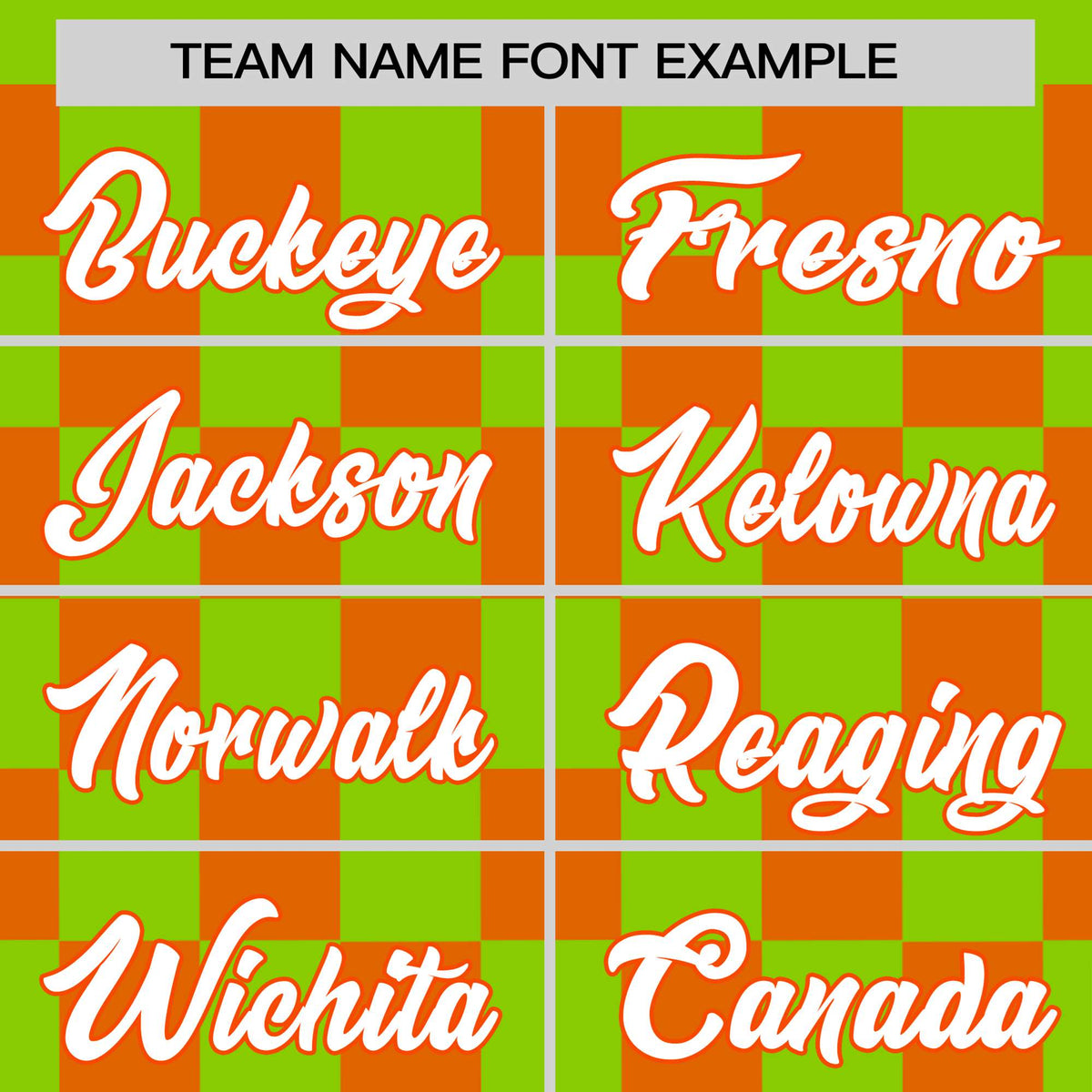 Custom Neon Green Orange Crew neck Plaid Pattern Personalized Performance T-Shirt