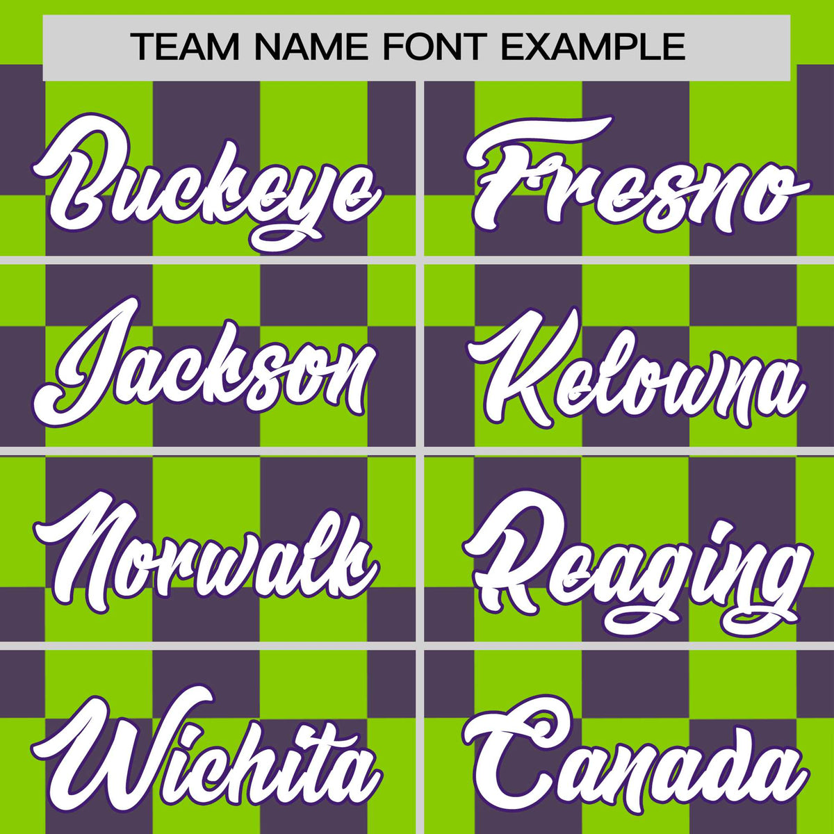 Custom Neon Green Purple Crew neck Plaid Pattern Personalized Performance T-Shirt