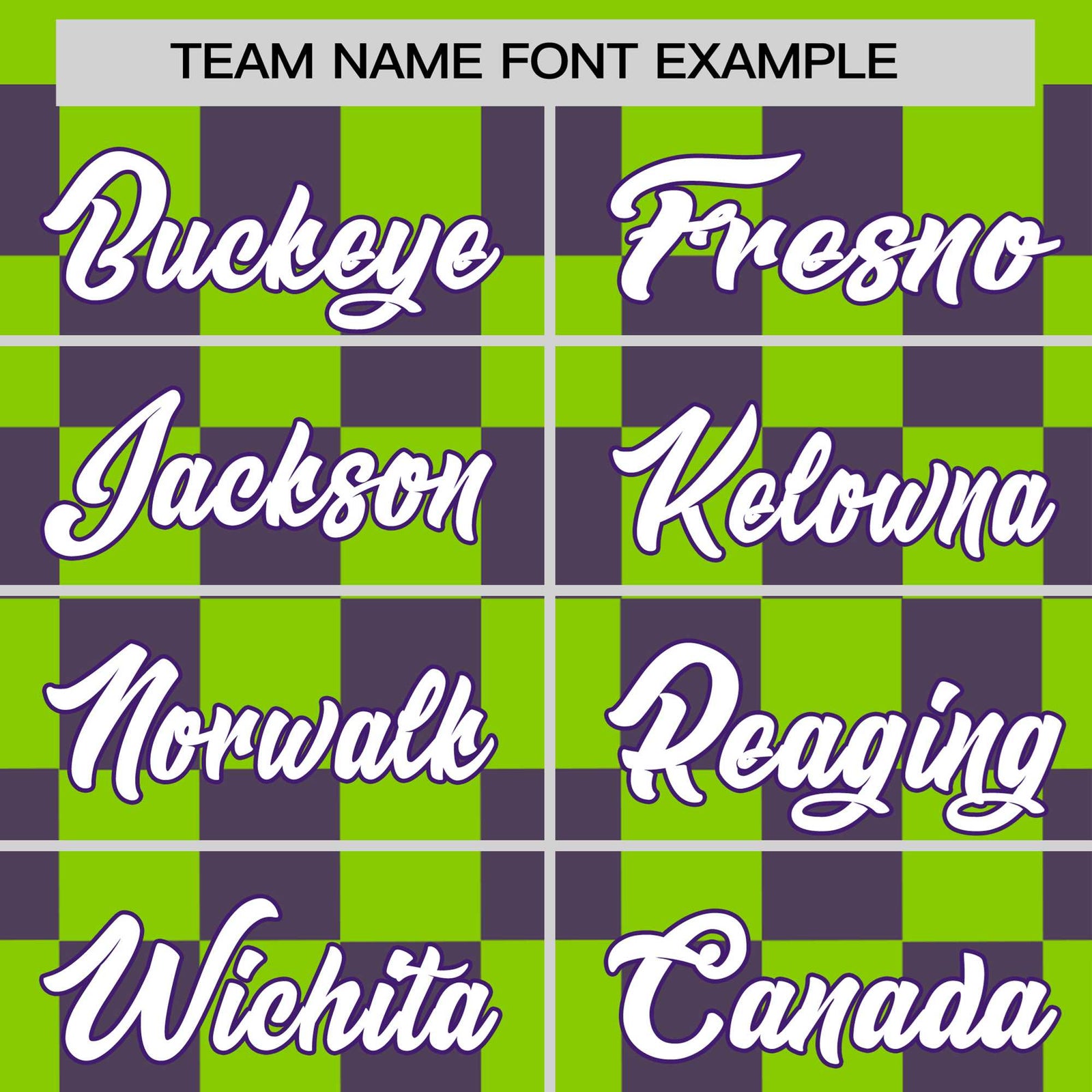 Custom Neon Green Purple Crew neck Plaid Pattern Personalized Performance T-Shirt