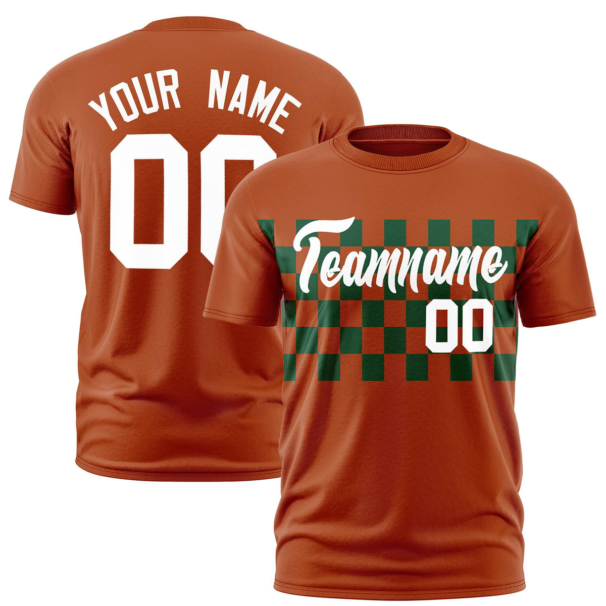 Custom Munsell Green Crew neck Plaid Pattern Personalized Performance T-Shirt