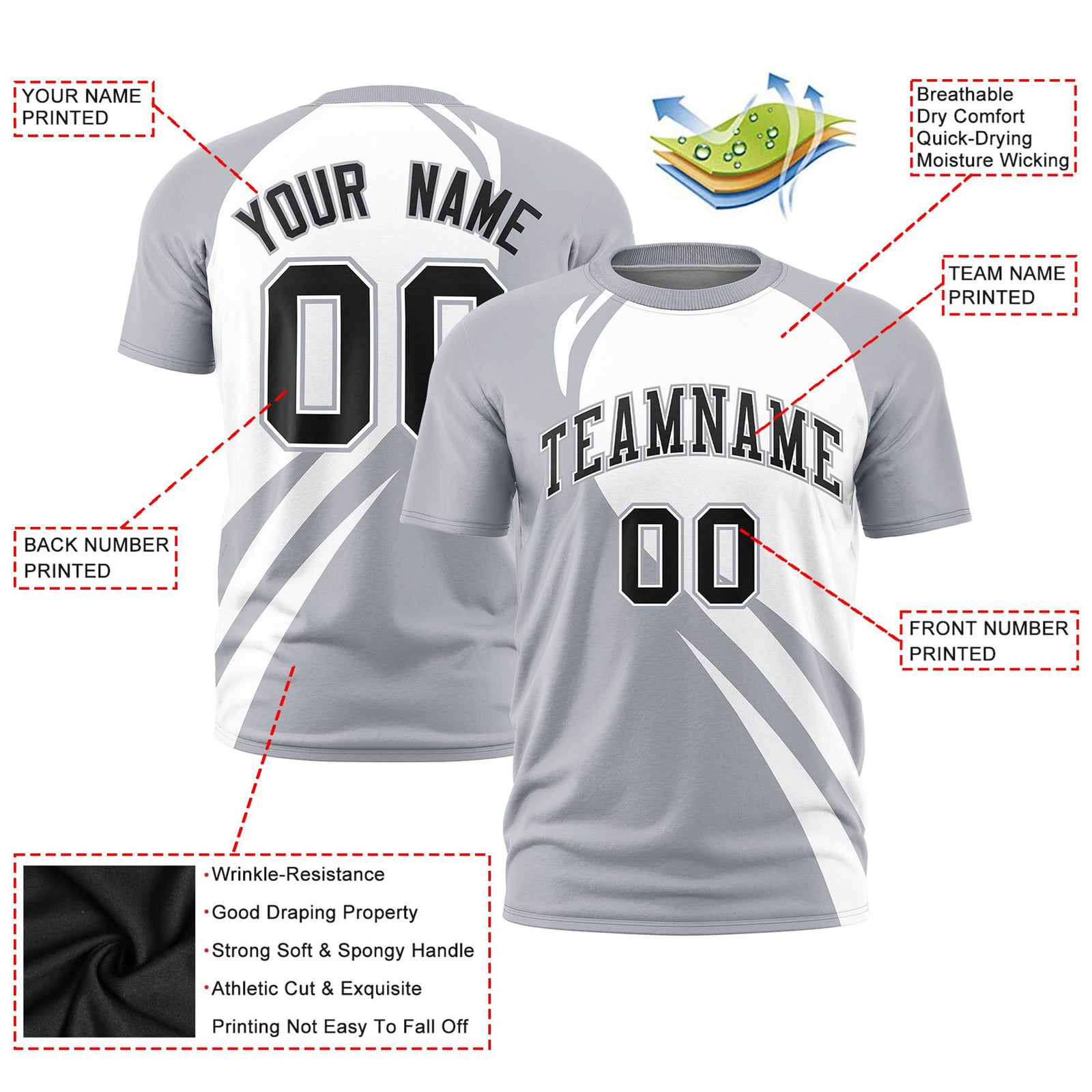 Custom White Gray Personalized Slanting Lump Pattern Performance T-Shirt