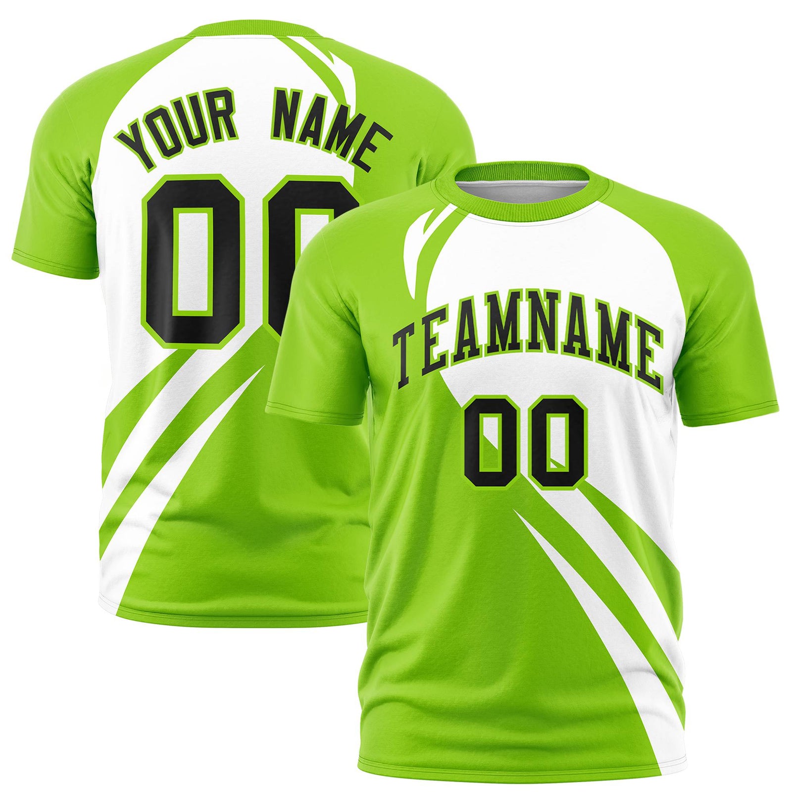 Custom White-Neon Green Personalized Slanting Lump Pattern Performance T-Shirt