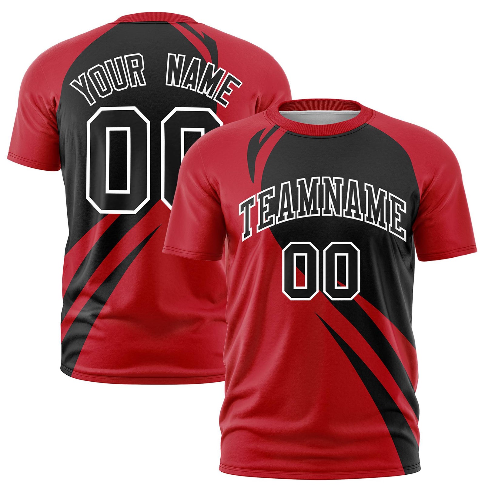 Custom Black Red Personalized Slanting Lump Pattern Performance T-Shirt