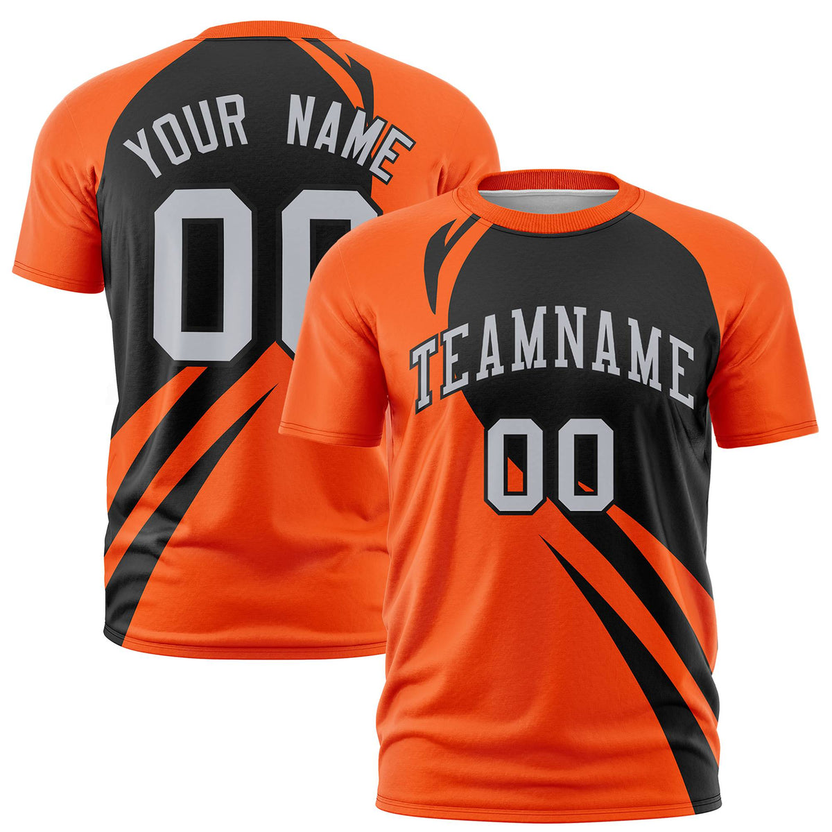 Custom Black Orange Personalized Slanting Lump Pattern Performance T-Shirt