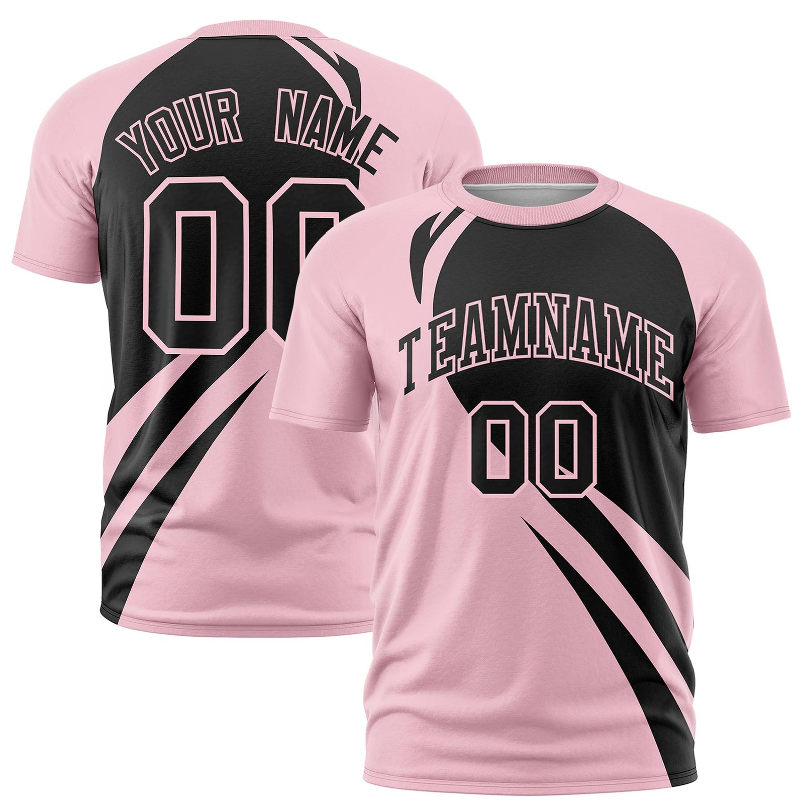 Custom Black-Light Pink Personalized Slanting Lump Pattern Performance T-Shirt