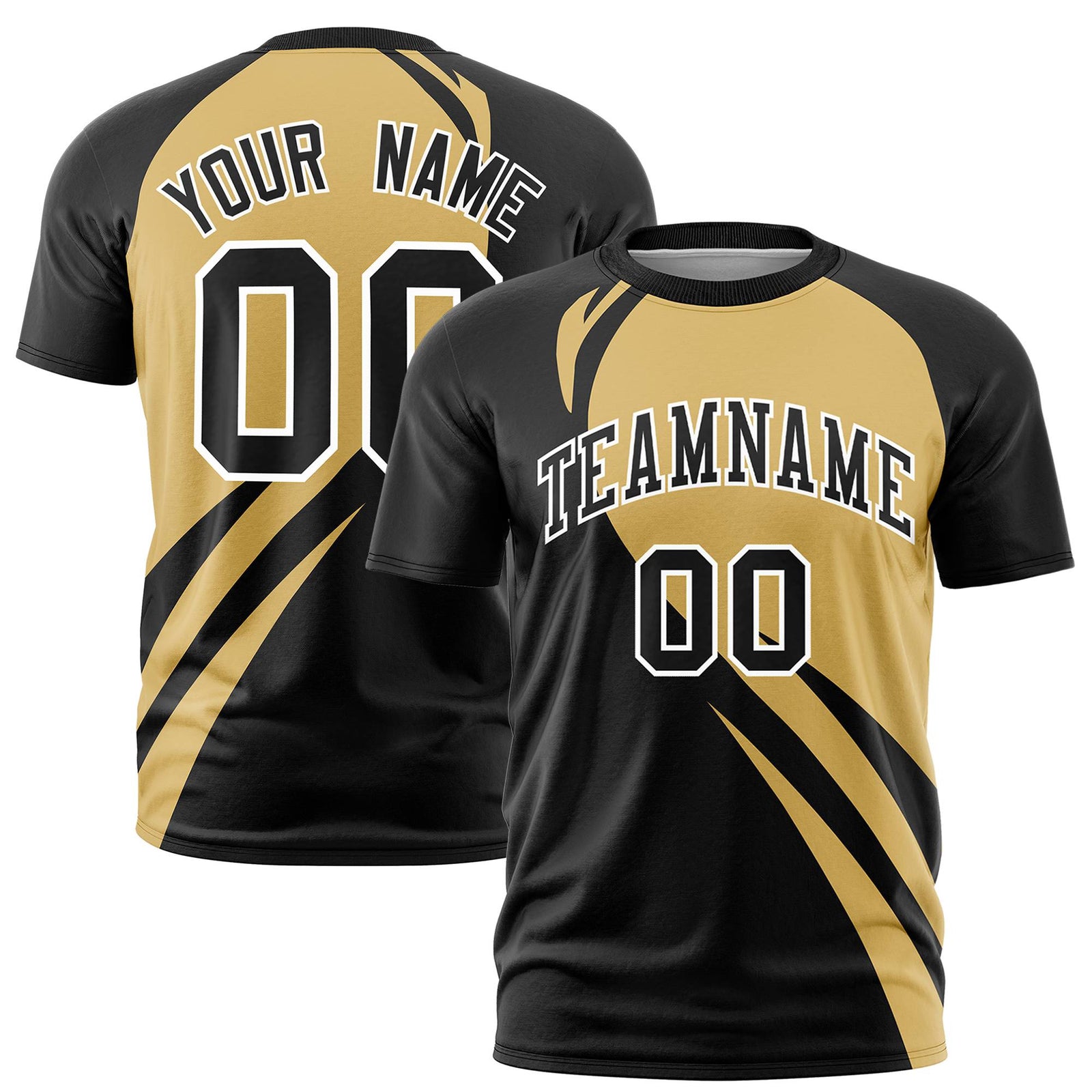 Custom Gold Black Personalized Slanting Lump Pattern Performance T-Shirt