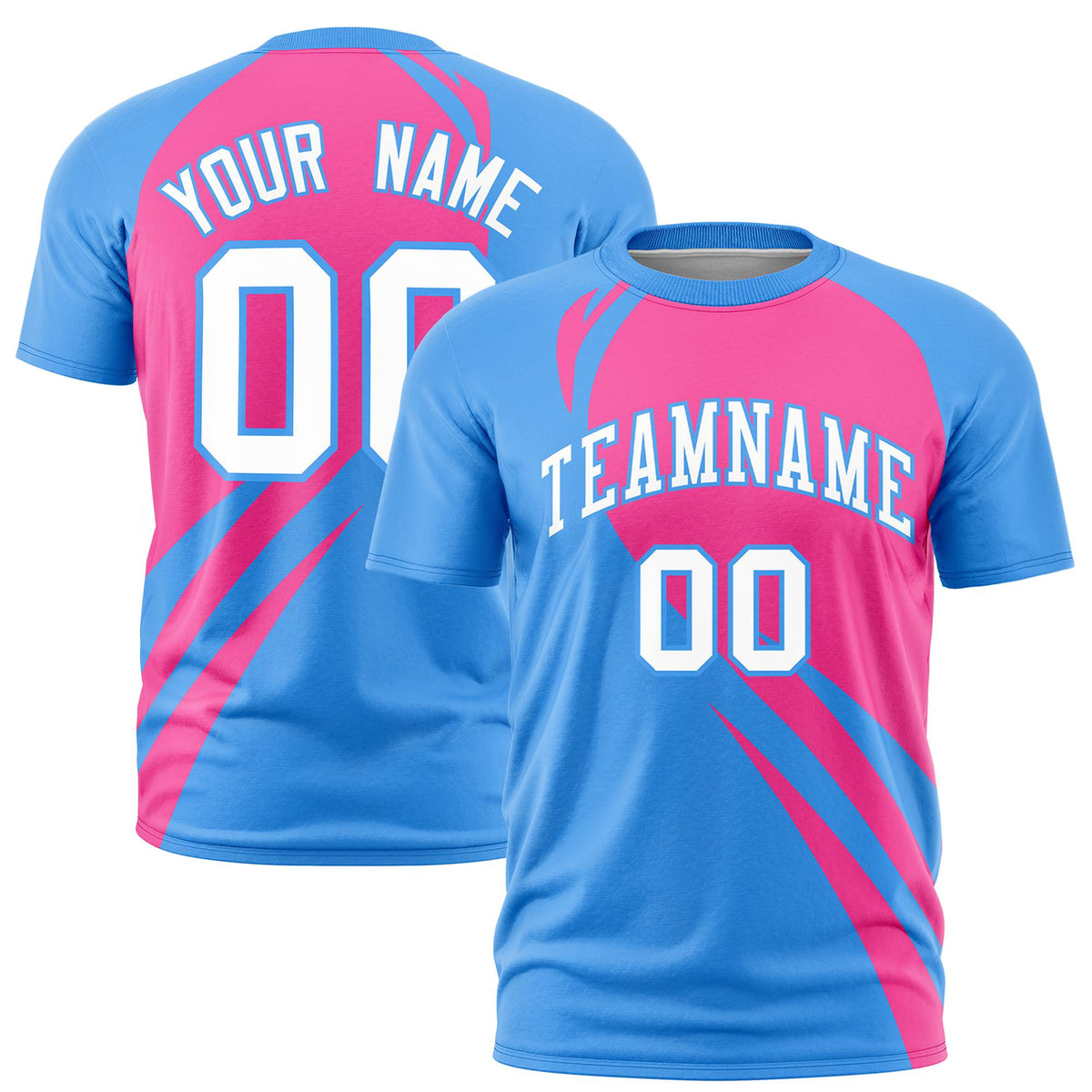 Custom Pink-Powder Blue Personalized Slanting Lump Pattern Performance T-Shirt