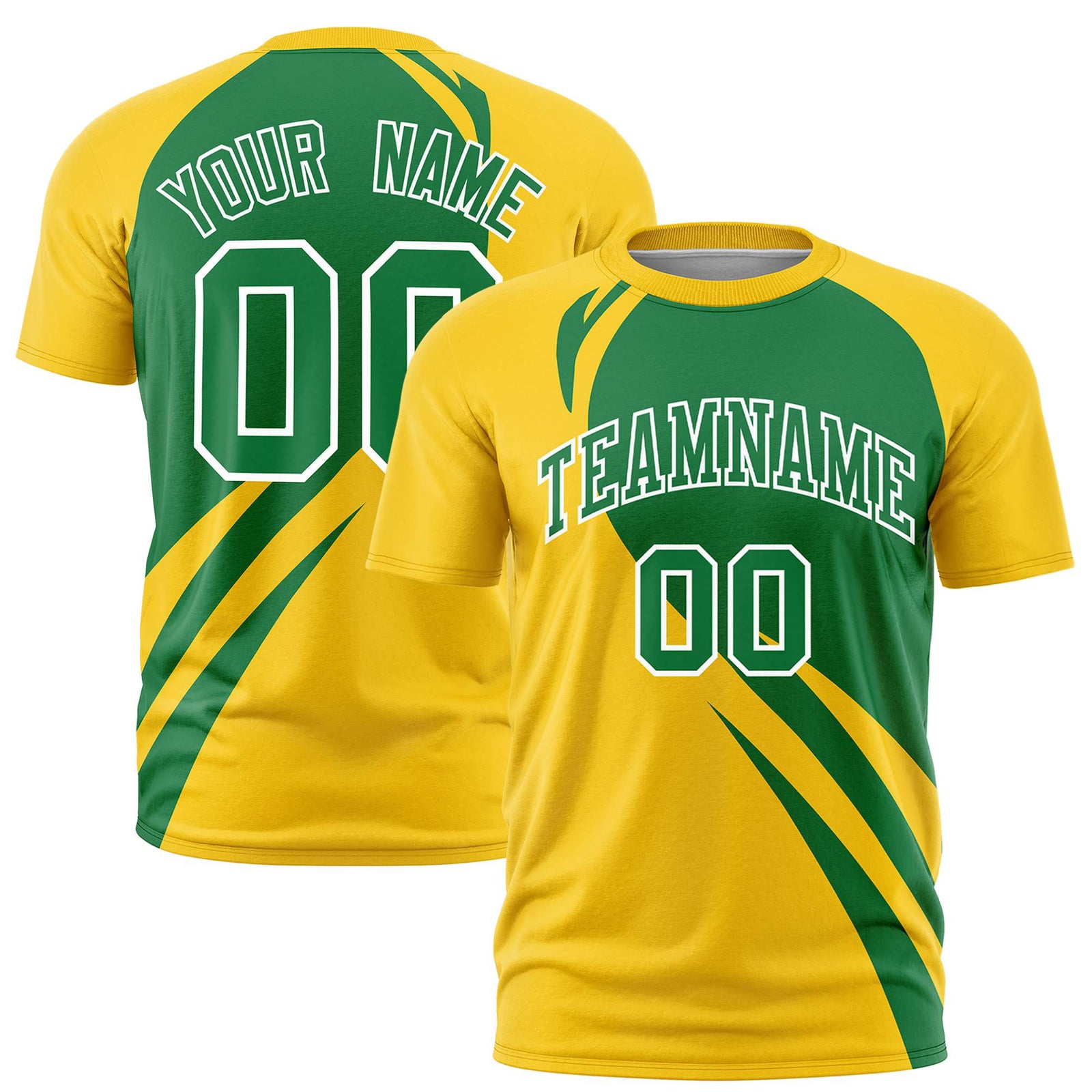 Custom Kelly Green-Gold 01 Personalized Slanting Lump Pattern Performance T-Shirt