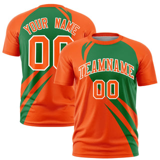Camiseta deportiva personalizada con estampado de bultos inclinados en verde y naranja Kelly - Estilo 1