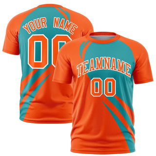 Camiseta deportiva personalizada con estampado de bultos inclinados en color naranja aguamarina - Estilo 1