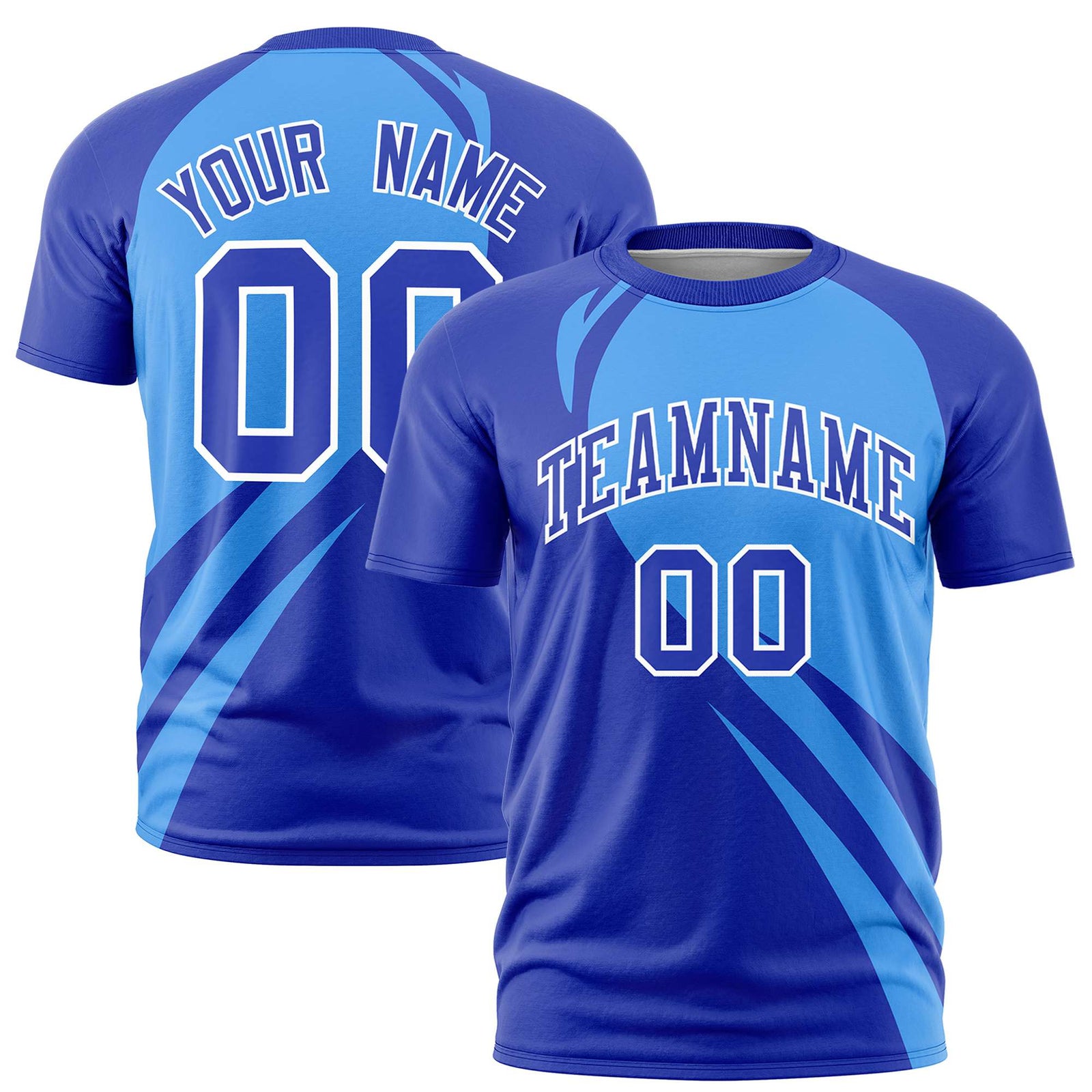 Custom Powder Blue-Royal Blue Personalized Slanting Lump Pattern Performance T-Shirt