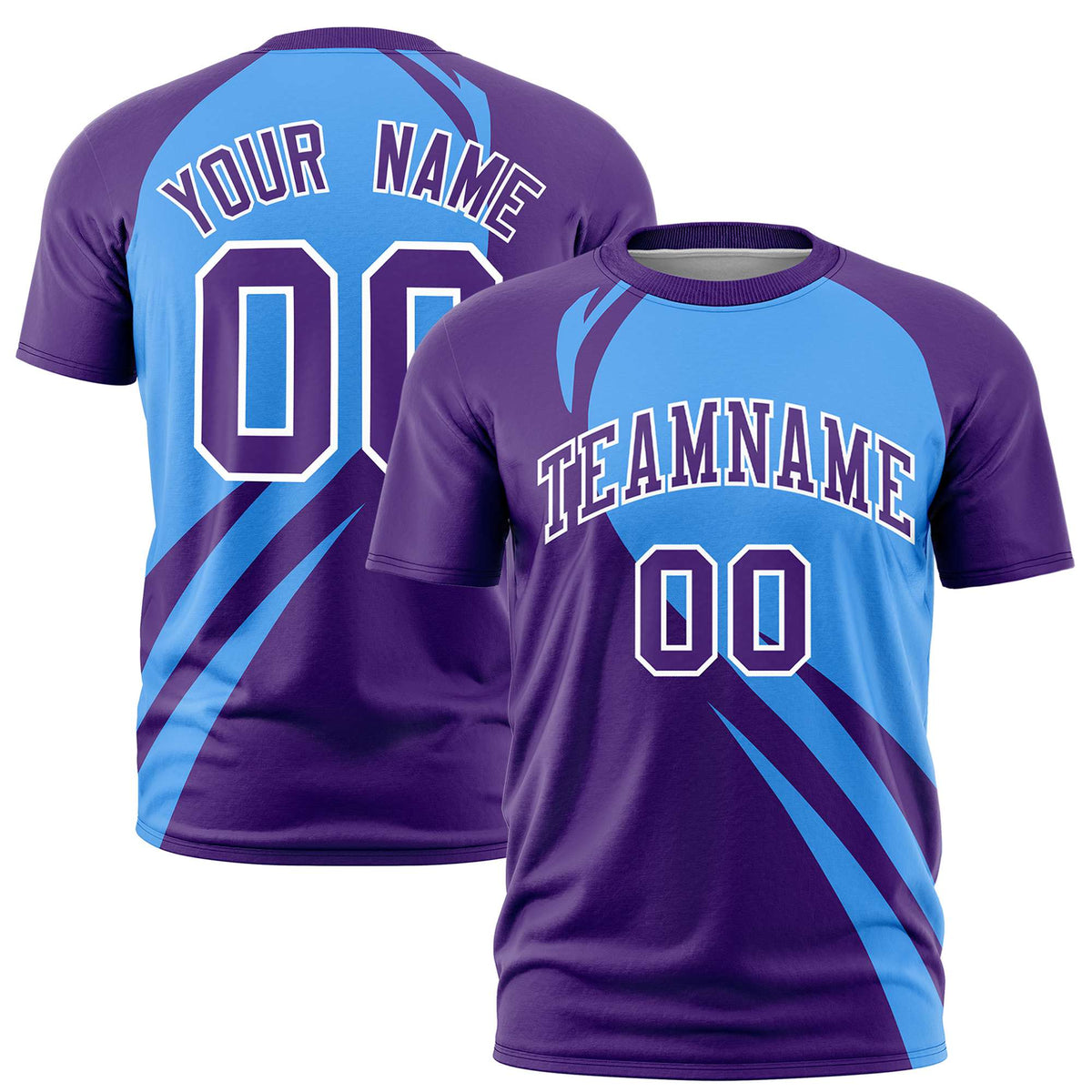Custom Powder Blue-Purple Personalized Slanting Lump Pattern Performance T-Shirt