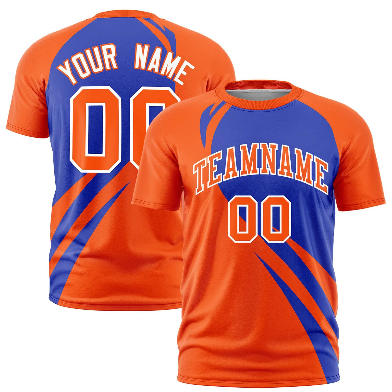 Custom Royal Blue-Orange Personalized Slanting Lump Pattern Performance T-Shirt
