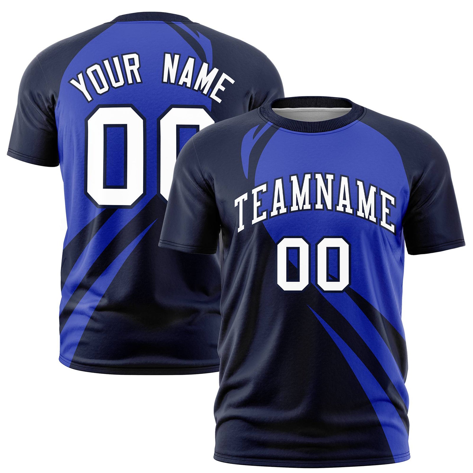 Custom Royal Blue-Navy Personalized Slanting Lump Pattern Performance T-Shirt