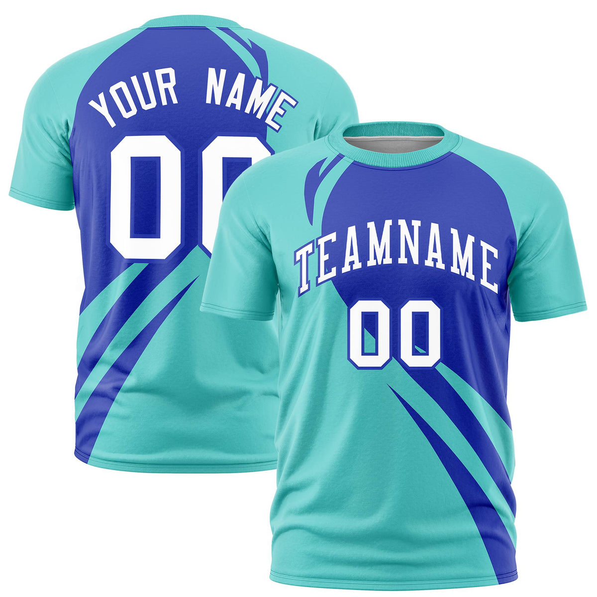 Custom Royal Blue-Bright Green Personalized Slanting Lump Pattern Performance T-Shirt