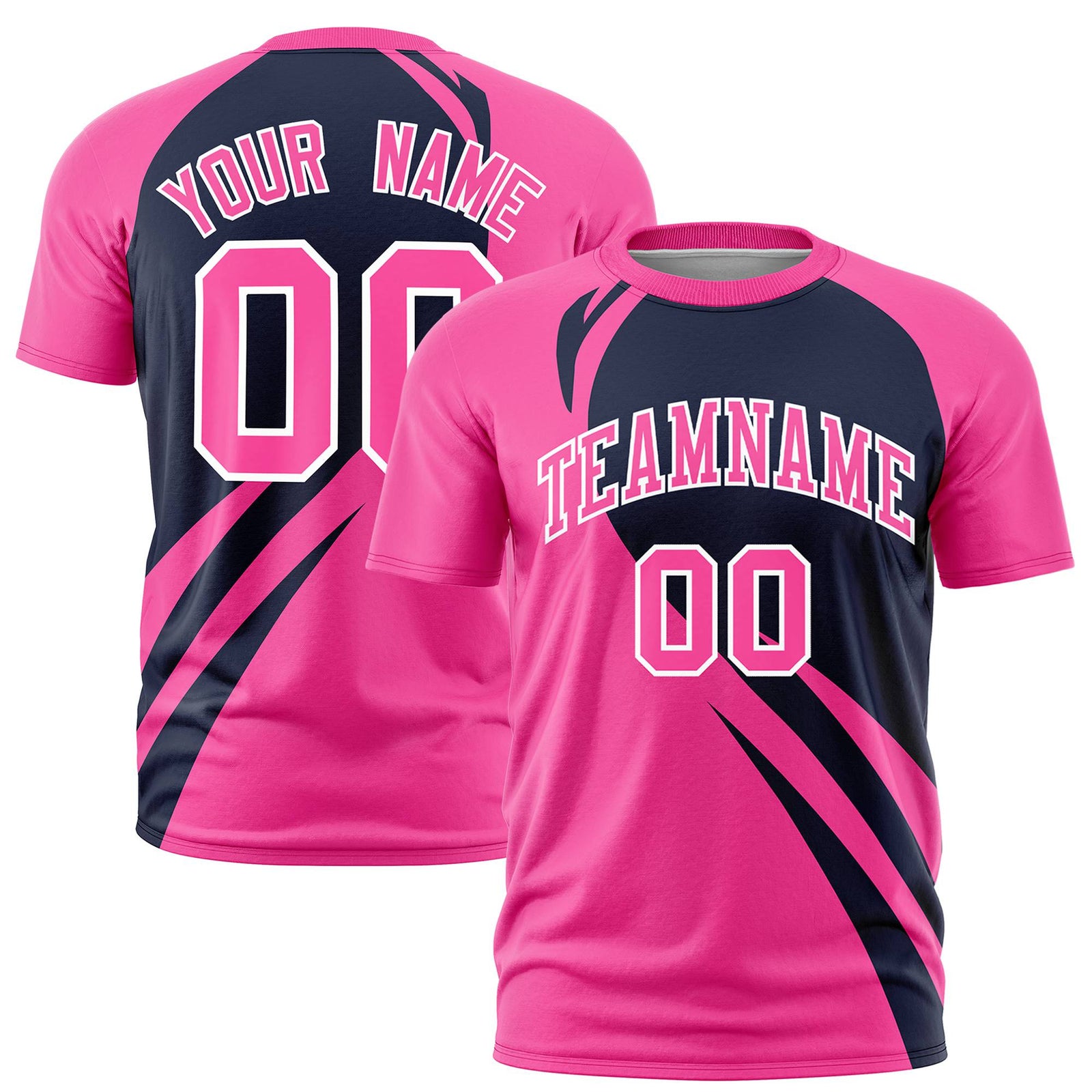 Custom Navy Pink Personalized Slanting Lump Pattern Performance T-Shirt