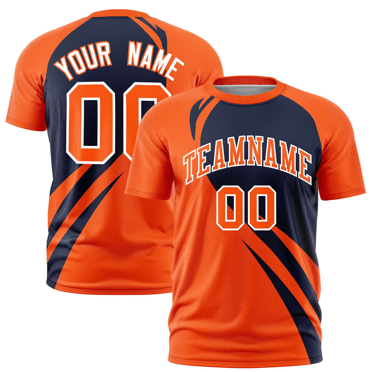 Custom Navy Orange Personalized Slanting Lump Pattern Performance T-Shirt