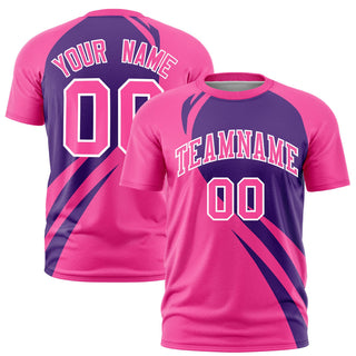 Camiseta deportiva personalizada con estampado de bultos inclinados en morado y rosa - Estilo 1