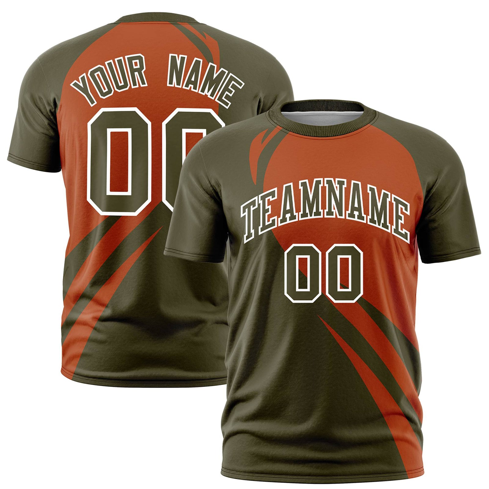 Custom Texas Orange-Olive Personalized Slanting Lump Pattern Performance T-Shirt