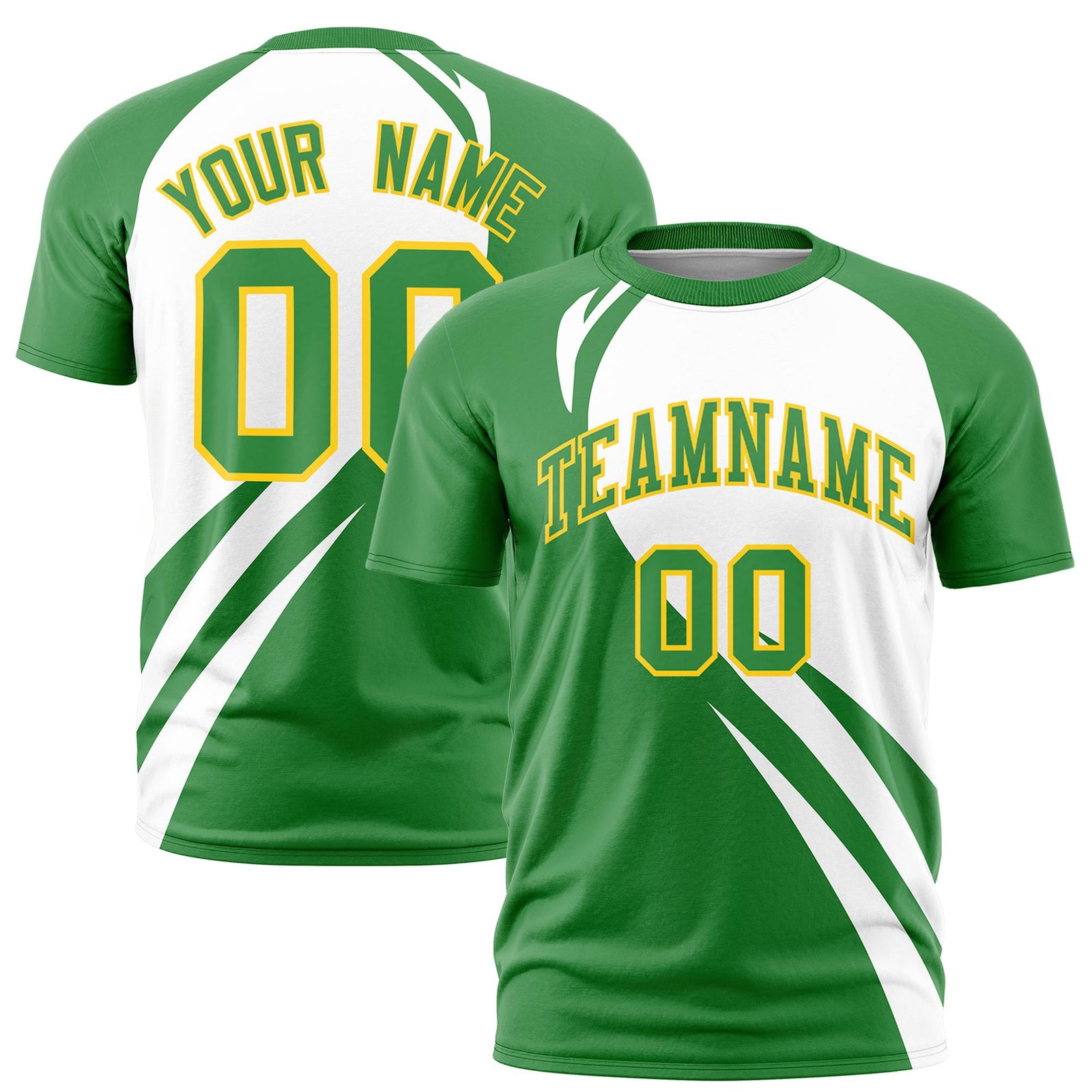 Custom White-Kelly Green Personalized Slanting Lump Pattern Performance T-Shirt
