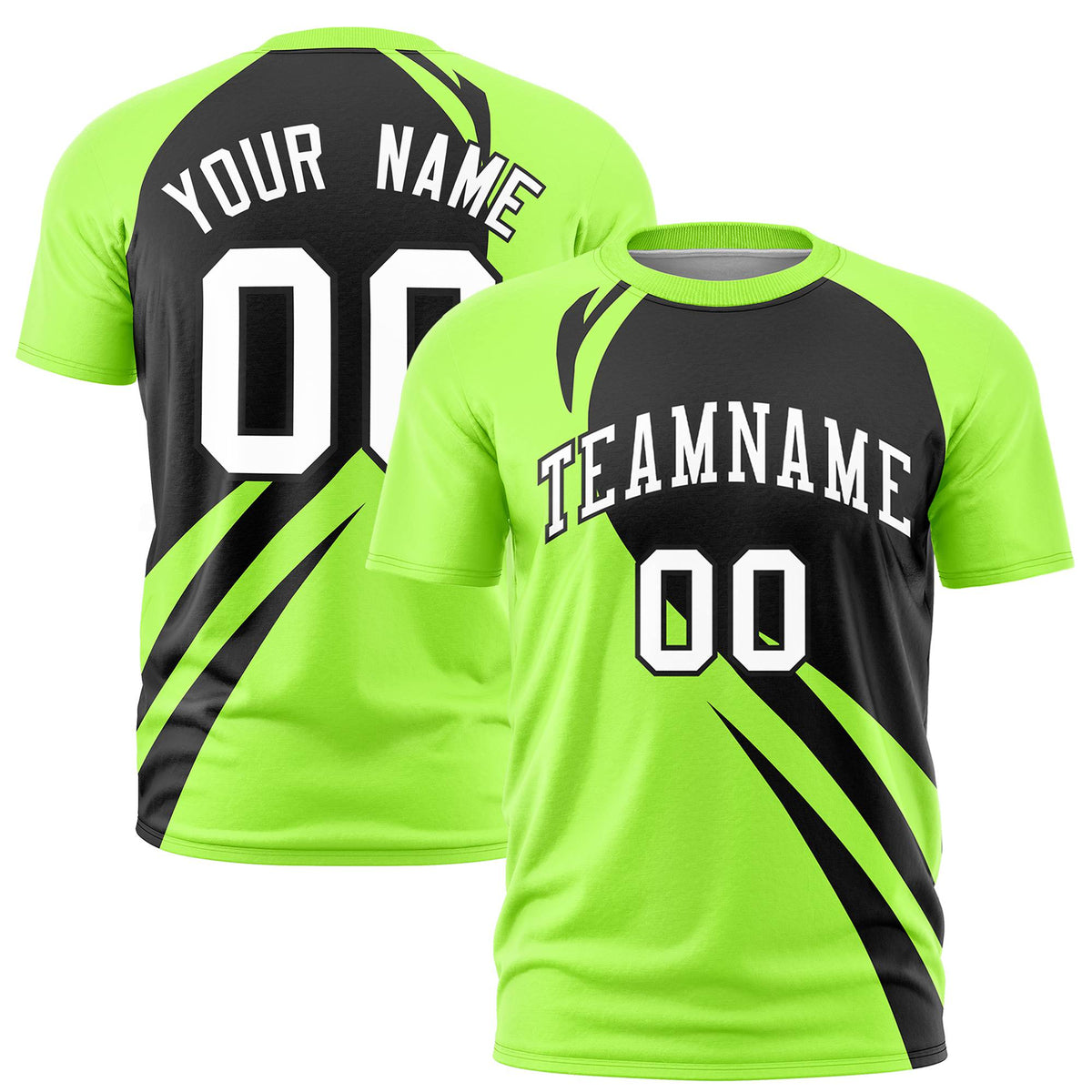 Custom Black-Neon Green Personalized Slanting Lump Pattern Performance T-Shirt