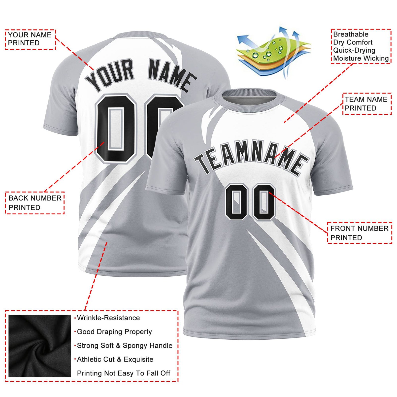 Custom White Gray Personalized Slanting Lump Pattern Performance T-Shirt