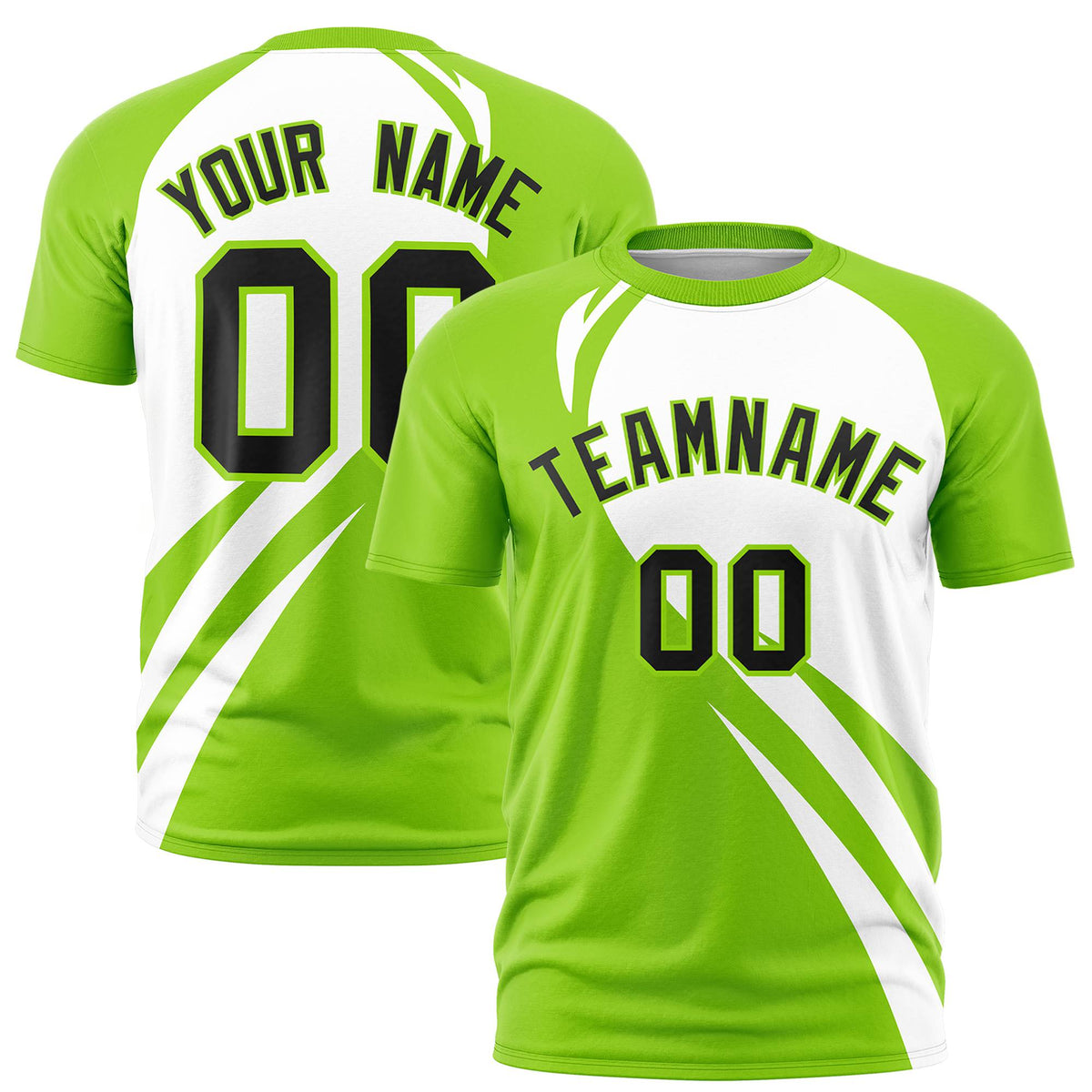 Custom White-Neon Green Personalized Slanting Lump Pattern Performance T-Shirt