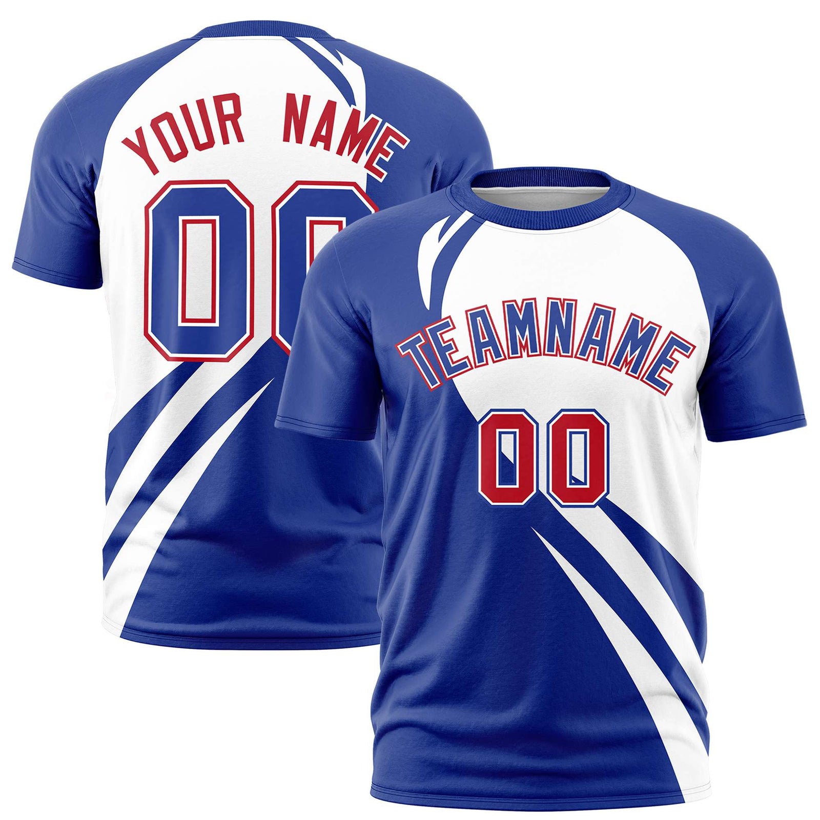 Custom White-Royal Blue Personalized Slanting Lump Pattern Performance T-Shirt