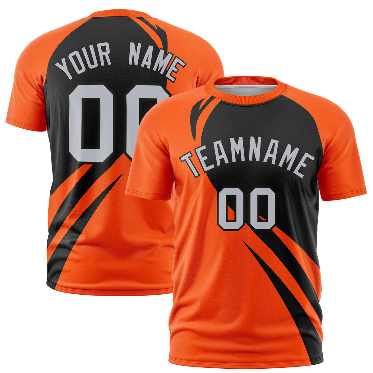 Custom Black Orange Personalized Slanting Lump Pattern Performance T-Shirt