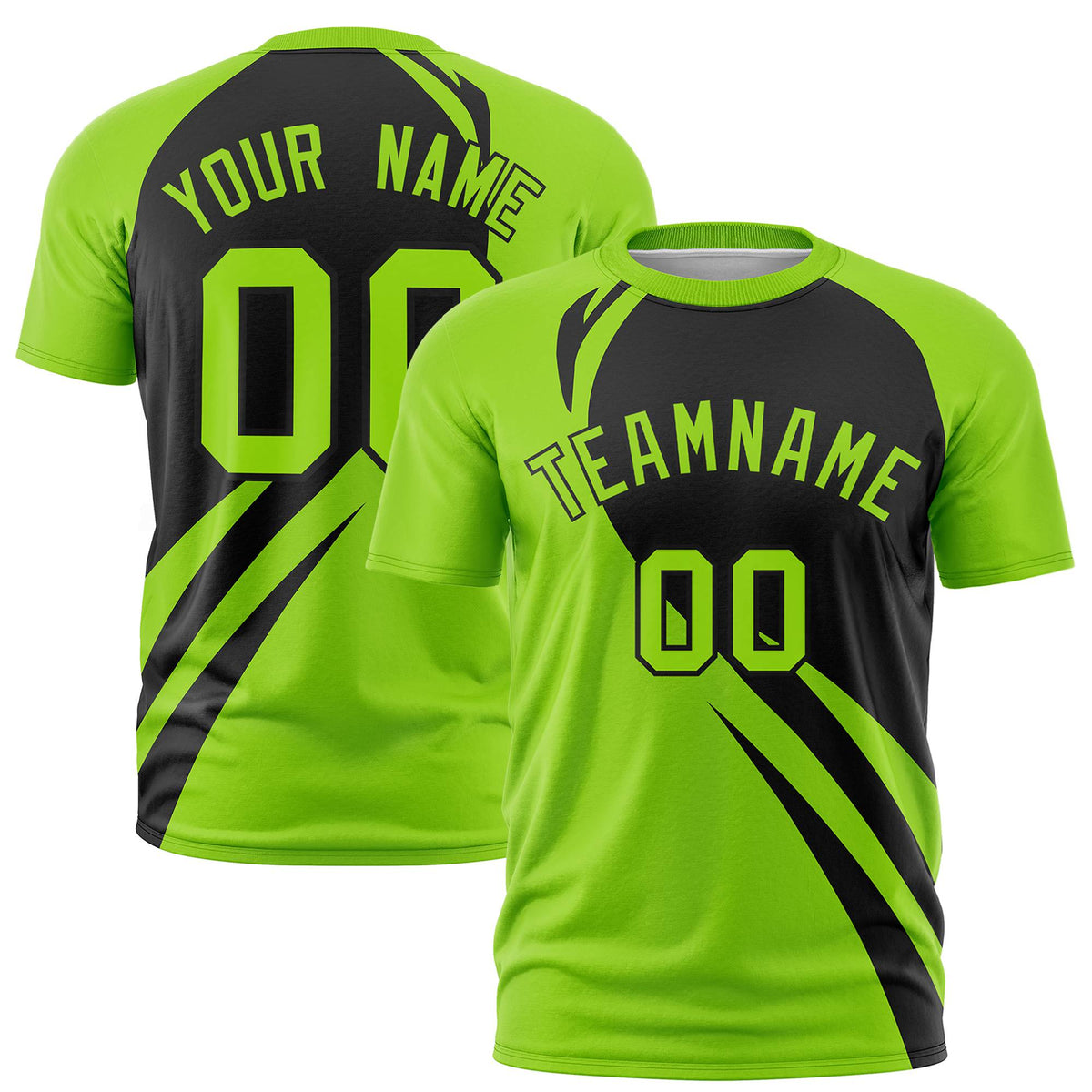 Custom Black-Neon Green Personalized Slanting Lump Pattern Performance T-Shirt