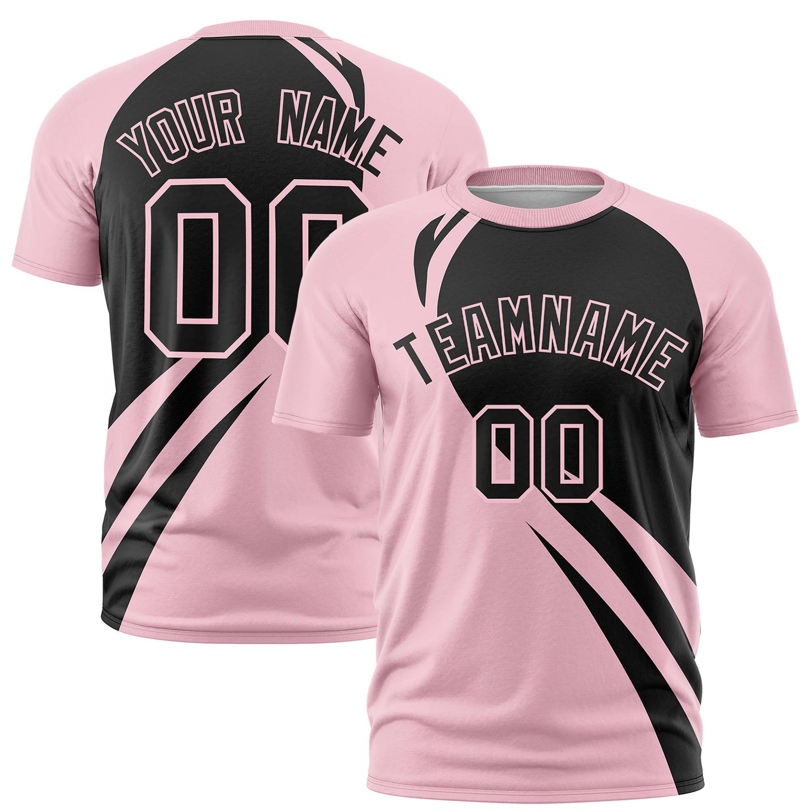 Custom Black-Light Pink Personalized Slanting Lump Pattern Performance T-Shirt