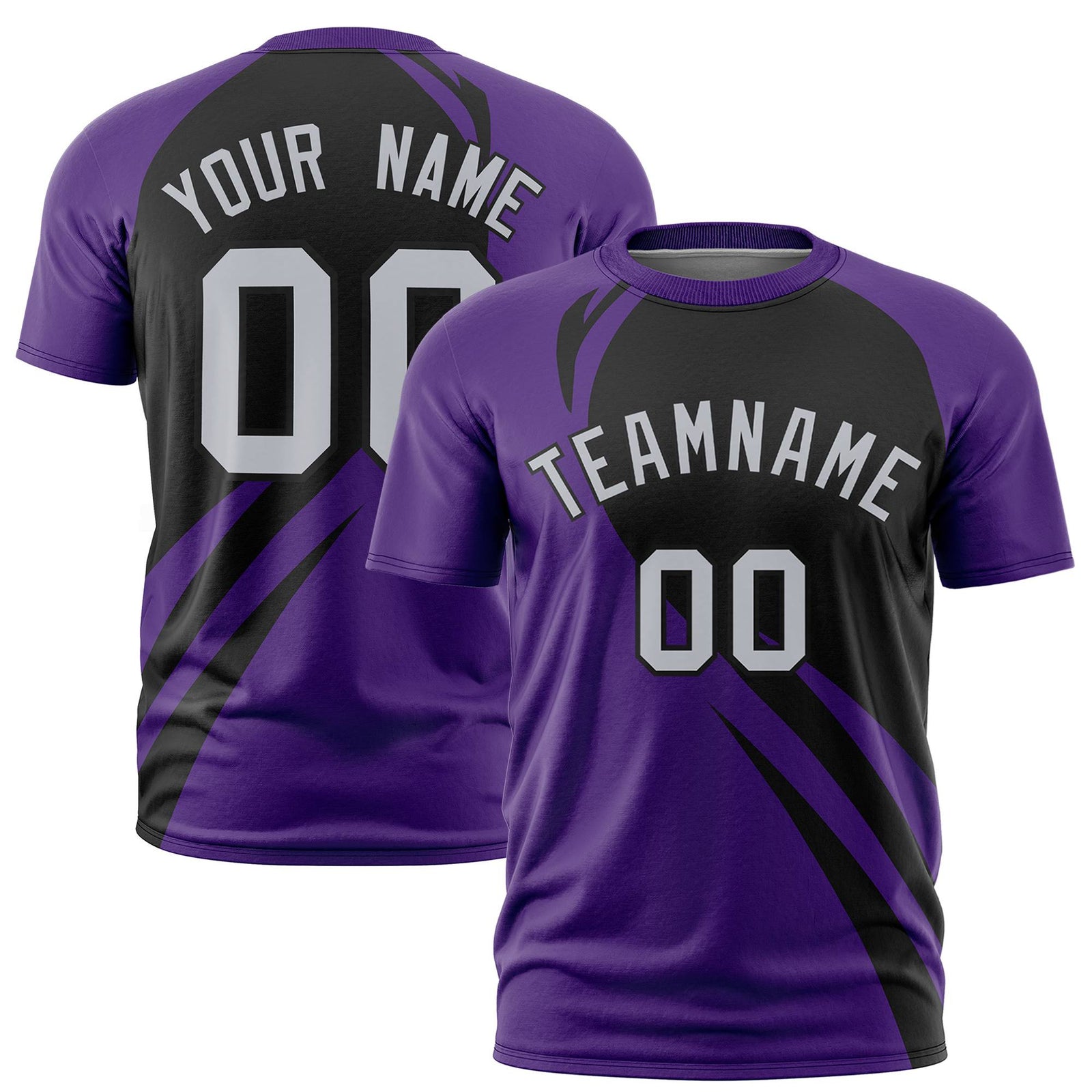 Custom Black Purple Personalized Slanting Lump Pattern Performance T-Shirt