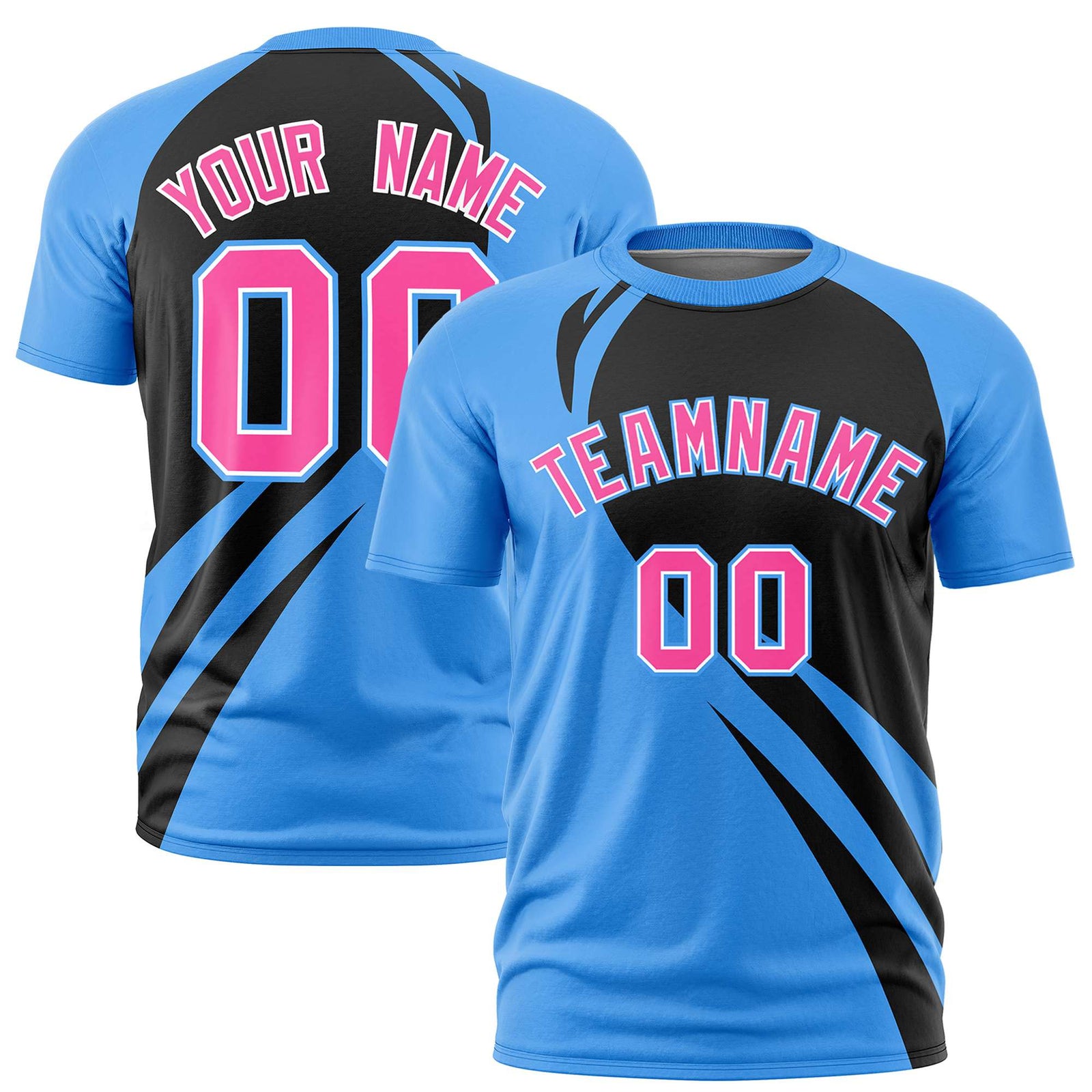 Custom Black-Powder Blue Personalized Slanting Lump Pattern Performance T-Shirt