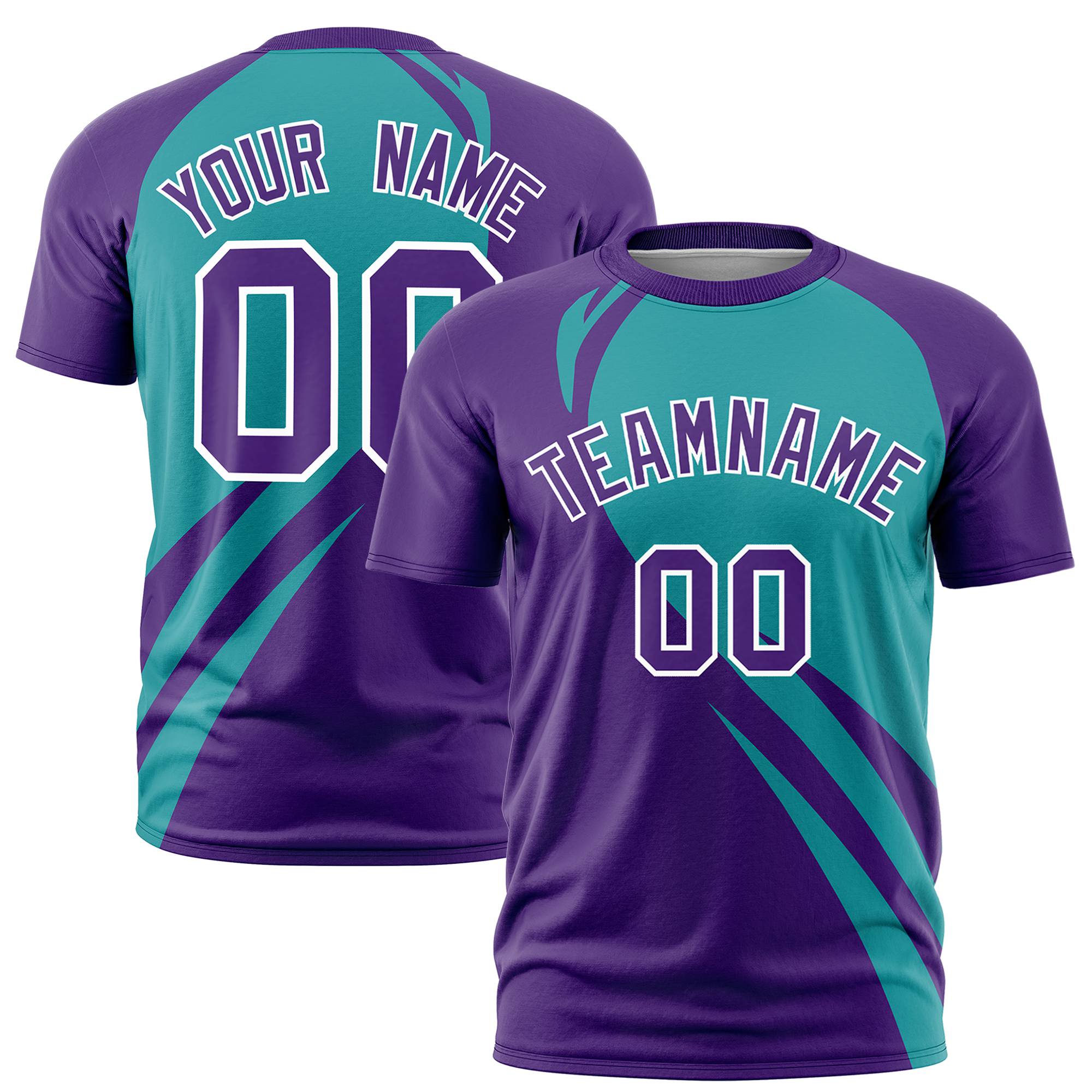 Custom Aqua Purple Personalized Slanting Lump Pattern Performance T-Shirt